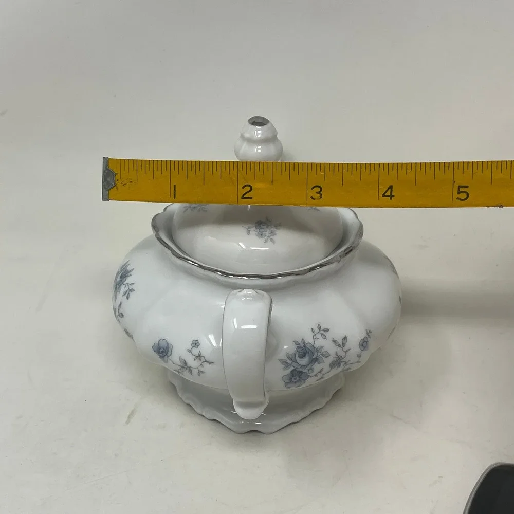 Johann Haviland Blue Garland Sugar Bowl with Lid Bavaria Germany Fine China